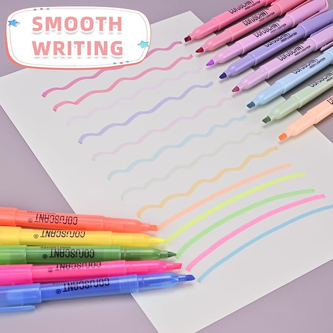 coruscant Assorted Colors Highlighters Set, 20 Pack, Chisel Tip Cute Bible Highlighters and Candy Color, No Bleed Dry Quickly, for Journal Bible Study, Good for thin paper School Office Supplies