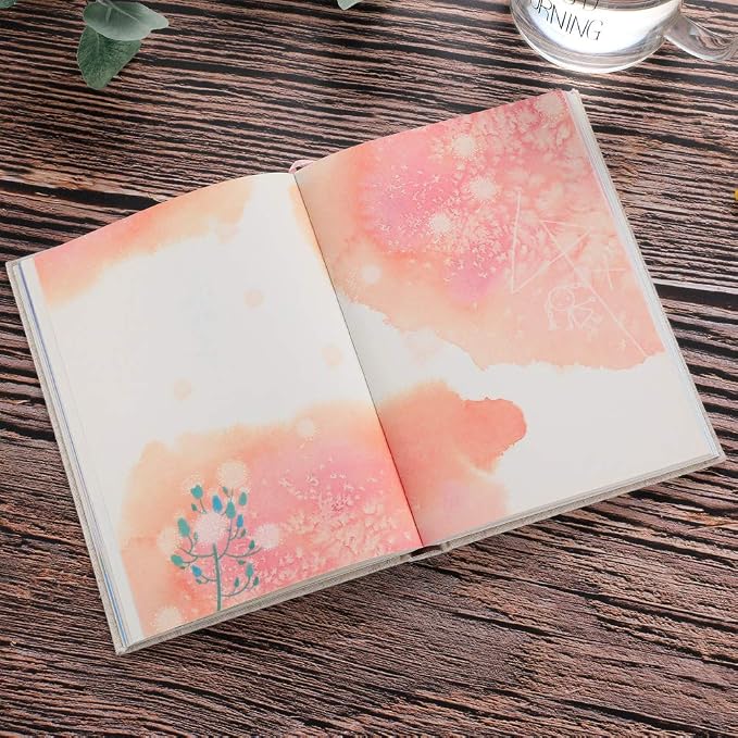 SIIXU Colorful Journal Notebook,A5-Blank,Multicolor | Hand-illustrated by an Artist, Unique Beautiful Watercolor Pages, for Women & Men, 2 Ribbon Bookmark, Lay-flat, Unruled Diary