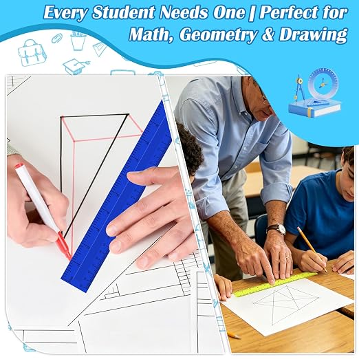 36 Pack 12 Inch Multicolor Plastic Rulers Bulk, Transparent Metric Rulers with Centimeters and Inches, Straight Measuring Rulers for Back to School, Kids Classroom School Office Home Supplies