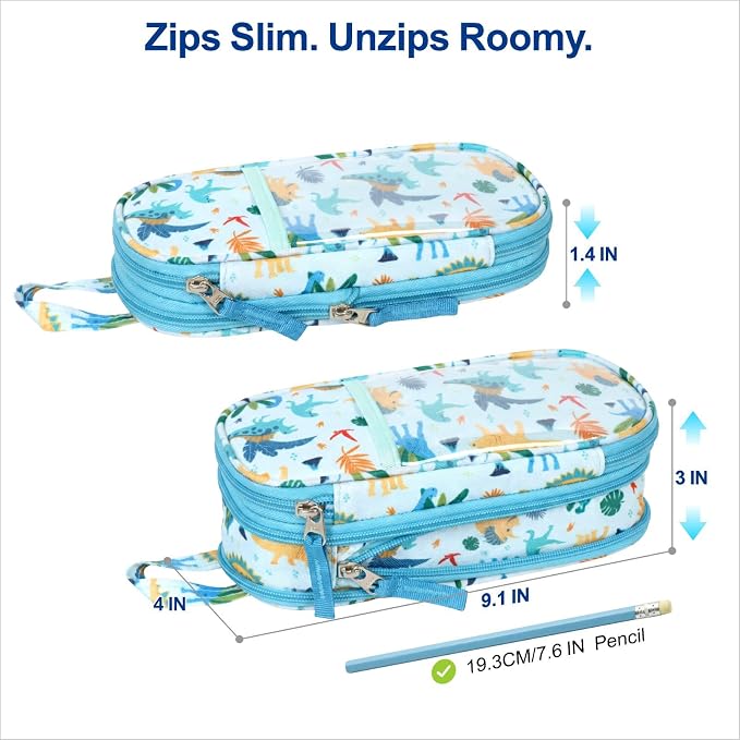 Bagseri Pencil Case for Boys - Expandable Cute Kids Pencil Case | Wide Opening Pencil Pouch Organizer for School Supplies,Cute Kids Pencil Case for Boys, Dark Blue Galaxy