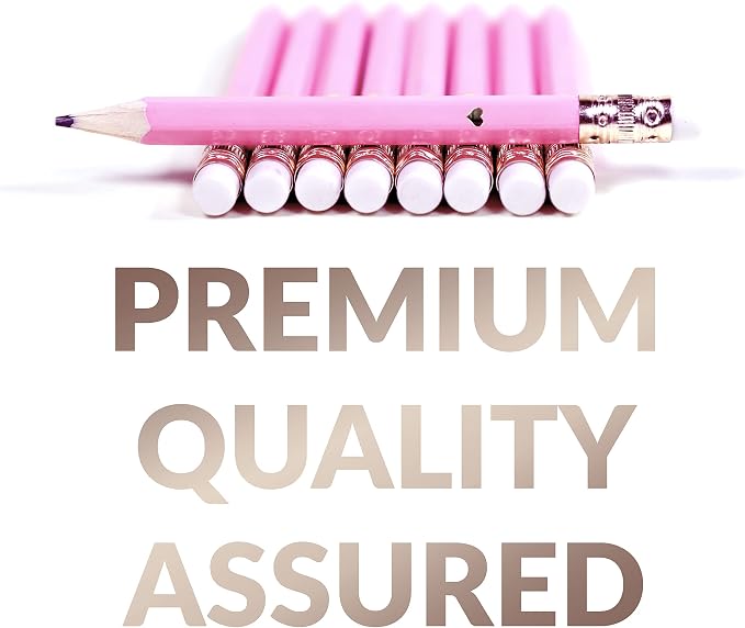 Heart Pencils for Baby Shower Games and Bridal Shower Games, Mini Pencils, Small Pink Pencil Set For Game Prizes, Bridal Pens (Pink)