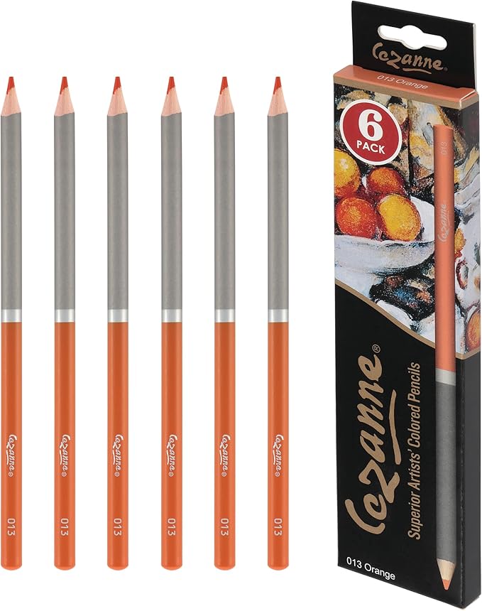 Cezanne Creative Mark Premium Colored Pencils Orange 6 Pack - Highly-Pigmented Drawing Pencils - Coloring Pencils for Drawing, Blending, Coloring, and More