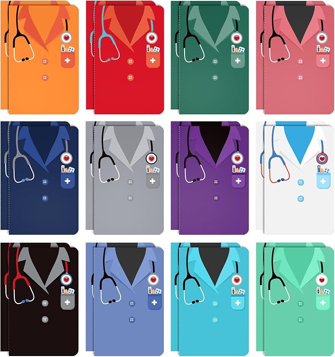 Nezyo 24 Pieces Nurse Mini Notebooks Nurse Appreciation Pocket Notepads Thank You Nurse Memo Pads for Women Men School Nurse Week Birthday Graduation Retirement Gifts Supplies Decoration, 12 Styles