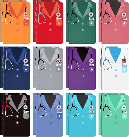 Nezyo 24 Pieces Nurse Mini Notebooks Nurse Appreciation Pocket Notepads Thank You Nurse Memo Pads for Women Men School Nurse Week Birthday Graduation Retirement Gifts Supplies Decoration, 12 Styles
