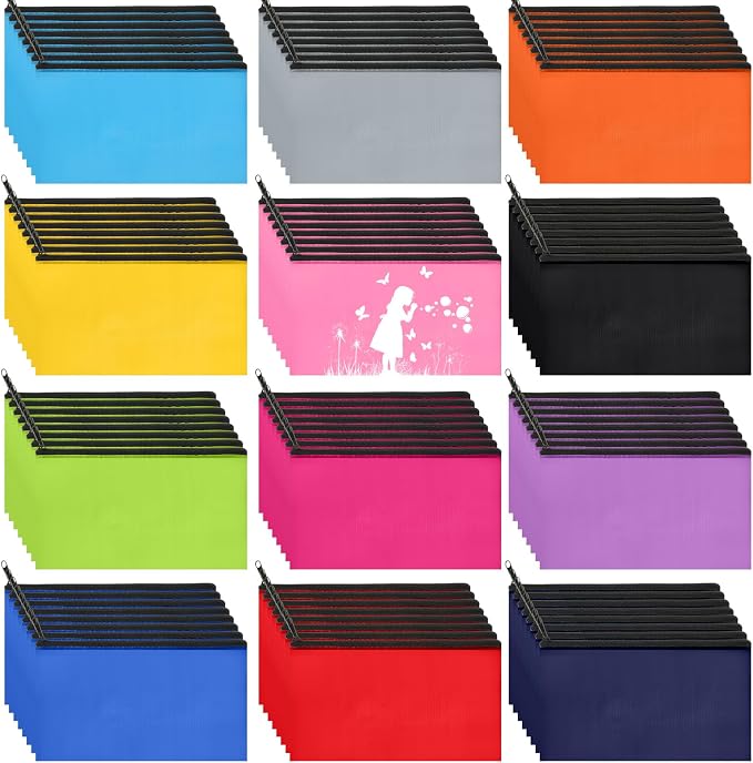 Sherr 96 Pack Pencil Pouches Bulk, Blank Zipper Pouch 8.3 x 4.7 Inch Pencil Bags Makeup Bags for Classroom Office School Supplies Organizing Storage Case and Travel Accessories in 12 Colors