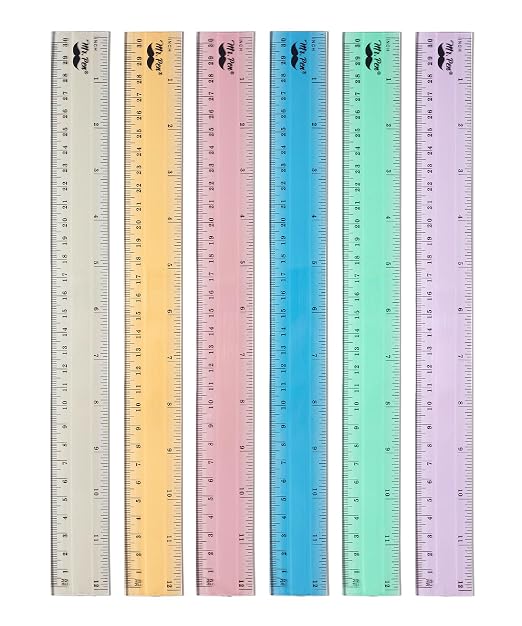 Mr. Pen- Plastic Rulers, 12 Inch, 6 Pack, Morandi Colors, Metric & Imperial | Clear Ruler Set