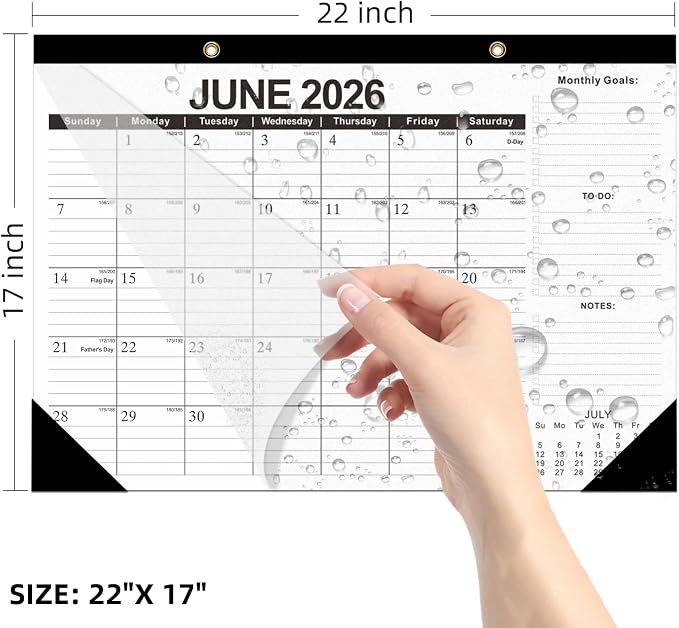 ZTX 2026 Calendar Desk Calendars as Big Deskpad or Large Hanging Wall Planner for Home Classroom School Large Desk Calendar 22"x17"Jan.2026-Jun.2027