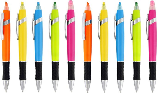 SyPen Highlighter with Ballpoint Pen Combo, Comes in an array of bright colors, 10 pack