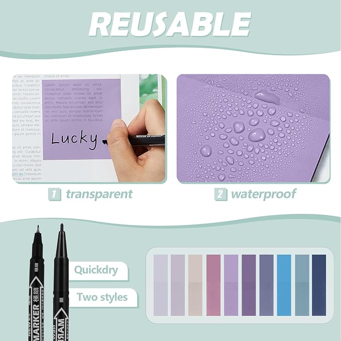 Jutom 38 Pcs Book Annotation Kit for Bible Journaling Study, Aesthetic Highlighters Pens, Index Tabs, Sticky Notes, Markers for Annotating Books Bible Page Tabs Supplies(Purple Series,Square)