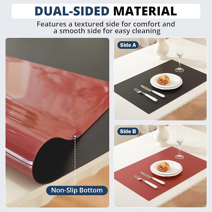 OstepDecor Black Table Cover Protector 16 x 32 Inch, 1.5mm Thick Plastic Table Cover, Dining Table Protector Pad, Waterproof & Easy Cleaning PVC Desk Mat for Dresser, Coffee & Kitchen Wooden Tabletop