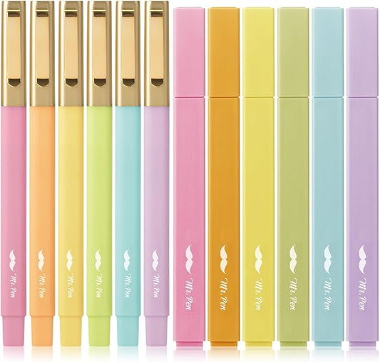 Mr. Pen- Aesthetic Highlighters and Ballpoint Pens No Bleed, 12 Pack | Spring Pastel, Bible Highlighters and Pens No Bleed, Fast Dry and No Smear for Bible Journaling, Planner, School Supplies