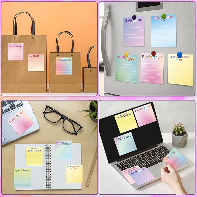 Yinder 24 Pcs Inspirational Sticky Notes, Back to School Supplies, Cute Motivational Sticky Notes Pad Employee Appreciation Gifts Bulk for Teacher Coworker Office 3 x 3'' (Thankful,Classic Color)