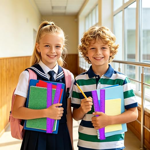 36 Pack 12 Inch Clear Purple Plastic Rulers Bulk, Transparent Metric Rulers with Centimeters and Inches, Straight Measuring Rulers for Back to School, Kids Classroom School Office Home Supplies