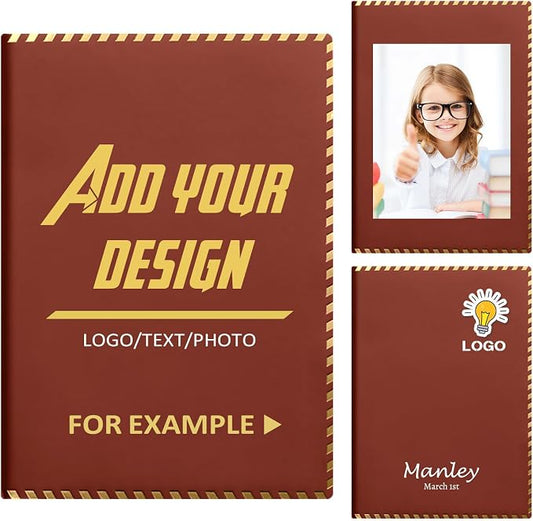 Custom A5 Personalized Notebook with Your Logo Text PU Leather Customizable Notebook Daily Journals For Writeing-200 Lined Pages Brown