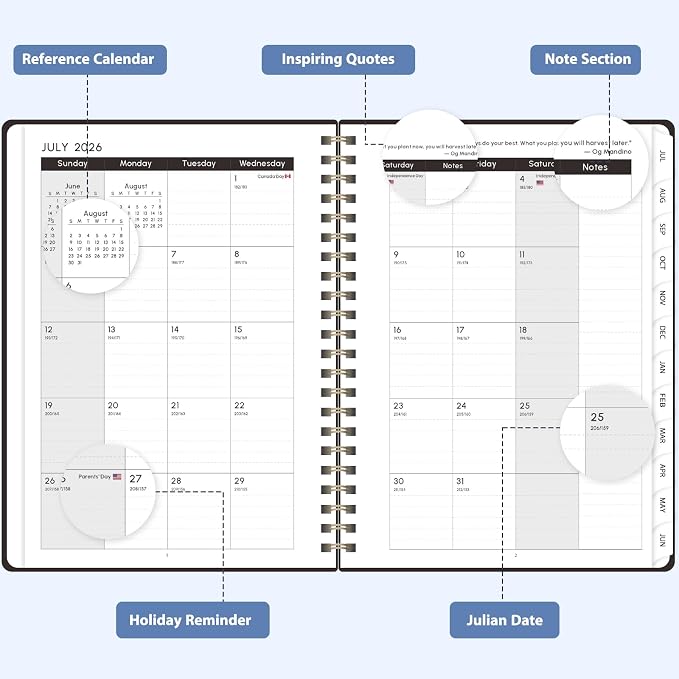 Planner 2026-2027, Weekly and Monthly Academic Planner, July 2026 - June 2027, Hardcover Calendar Agenda Book for School Year Planning, School Supplies for Teacher and Student, A5(6.3'' x 8.5'')