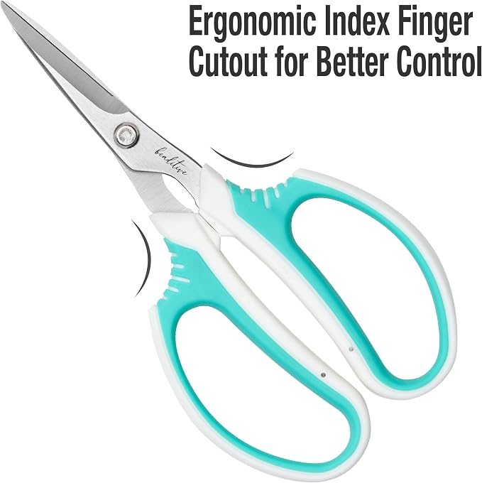 Beaditive Multipurpose Craft Scissors - High-Leverage with Sharp Carbon Steel Blades - Ergonomic Sewing Scissors for Heavy Duty Projects - Office, Scrapbook, Leather Scissors
