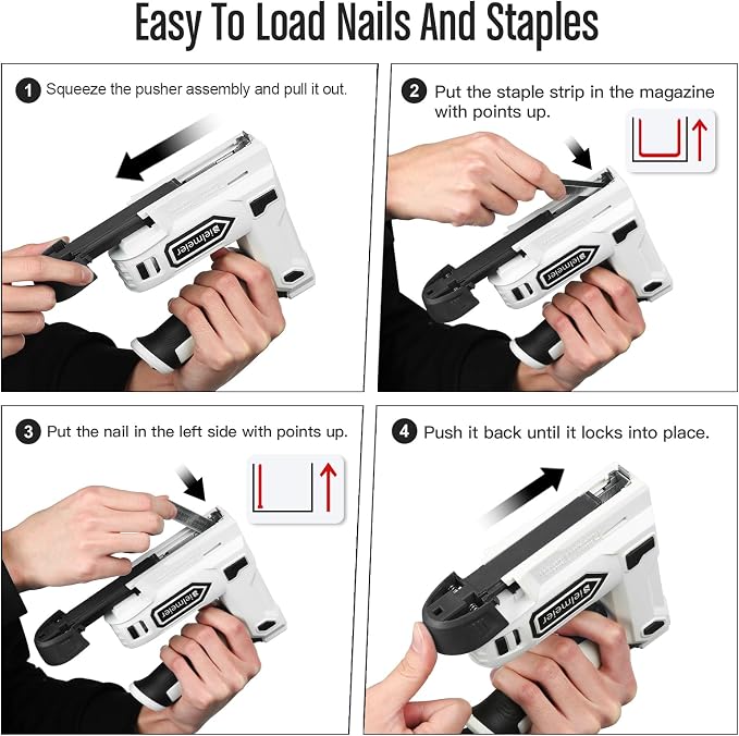 Bielmeier Electric Staple Gun, 4V Cordless Battery Powered Staple Gun, 2-in-1 Electric Stapler & Brad Nailer with 1200 T50 Staples, 400 Nails, USB-C Charger for Upholstery, Wood & DIY
