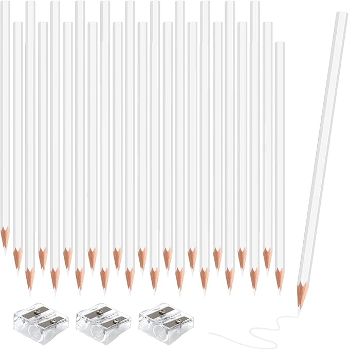36 Pack White Colored Pencils for Kids, Pre-sharpened Art Pencils Back to School Supplies Set, Drawing Sketching Pencils for Students, Teachers, Classroom