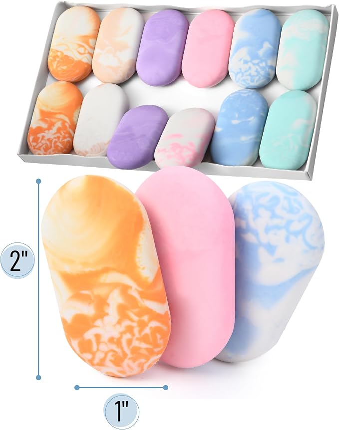 Mr. Pen- Marble Pencil Erasers, 12 Pack, 1" x 2" | Soft Rubber Marble Pencil Erasers for School, Office, Art Sketching, Homework, Exams, Clean Smudge-Free Correction