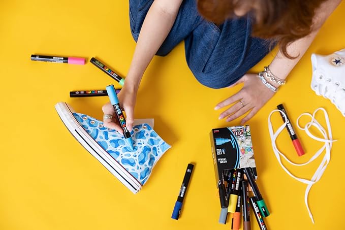 POSCA® PC-5M Paint Markers, Medium (1.8-2.5mm), Assorted, 36 Pack & Caddy | Includes POSCA display caddy with compartments, water-based opaque paint for 50+ surfaces, quick-drying, ACMI-certified