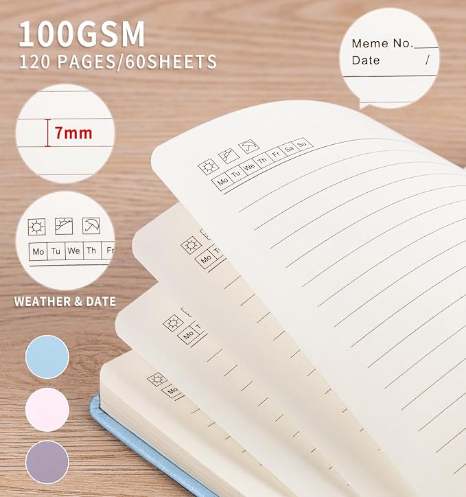 3 Pack Pocket Journaling Notebooks, A6 Small Notebook Total 360 Pages Journaling Notebooks For Note Taking Journals For Writing Mini Note Pads With Pen Holder 100 GSM Thick Paper(Pink,Blue,Purple)