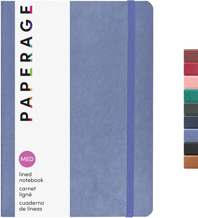 PAPERAGE Softcover Lined Journal Notebook (Periwinkle), 160 Pages, Medium College Ruled Notebook, 5.6 inches x 7.9 inches - 100 GSM Thick Premium Paper, Leather Journal for Home, Work & School
