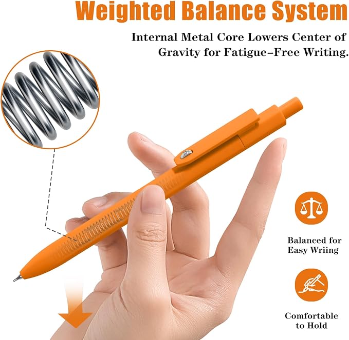 Vitoler Black Ink Gel Pens, 8pcs 0.5mm Smooth Writing Pens with Fidget | For Women, For Teachers, For Nurses, Quick dry, Liquid Ink, For Badge, Felt Tip, Medium Point, For Journaling, Cute