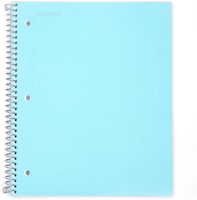 Mintra Office Durable Spiral Notebooks, 1 Subject, (Teal, College Ruled 3 Pack) - 100 Sheets, Poly Pocket, Moisture Resistant Cover, Strong Chipboard back, For School, Office, Business