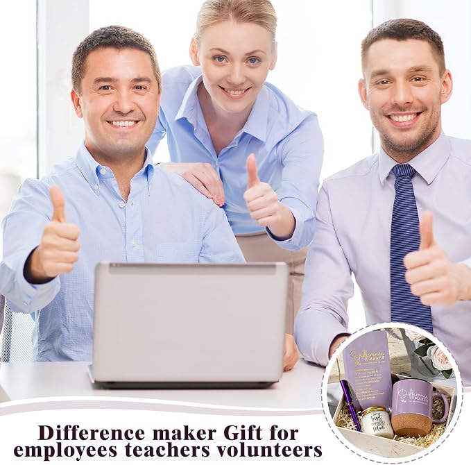 Vesici 4 Pcs Difference Maker Gift Set Mug Notebook Candle Pen,Purple,Word