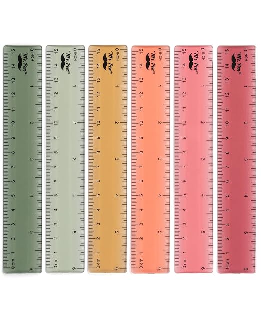 Mr. Pen- Plastic Ruler Set, 6 Pack, 6 Inch, Vintage Colors | Easy-to-Read Markings, Scratch-Resistant Design, Durable Transplant Rulers for Crafting Office & School, School Supplies
