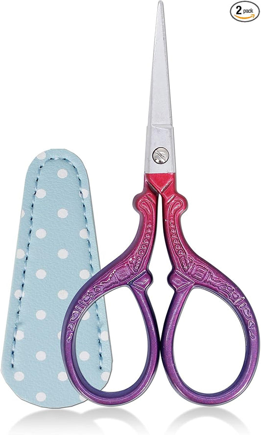 3.6 inch Sewing Crafting Scissors Stainless Steel Embroidery Scissors | Leather Scissor Cover for Cross Stitch Cutting Paper Handcraft Craft Art Work DIY Tool