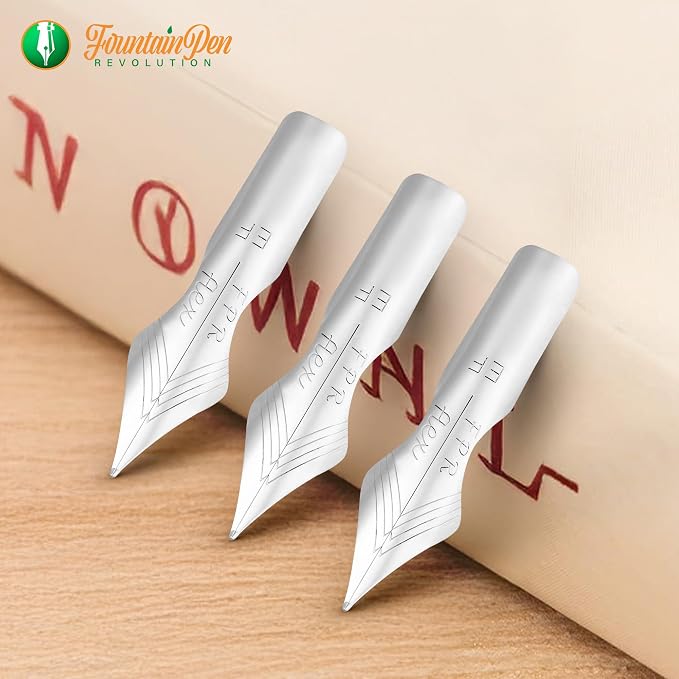 FPR #6 Chrome EF Ultra Flex Fountain Pen Nib for Writers, Professionals | Custom-Ground Shoulders, 0.4 mm EF to 2.0 mm Line Variation, German-Made Stainless Steel Tipping, Drill Point