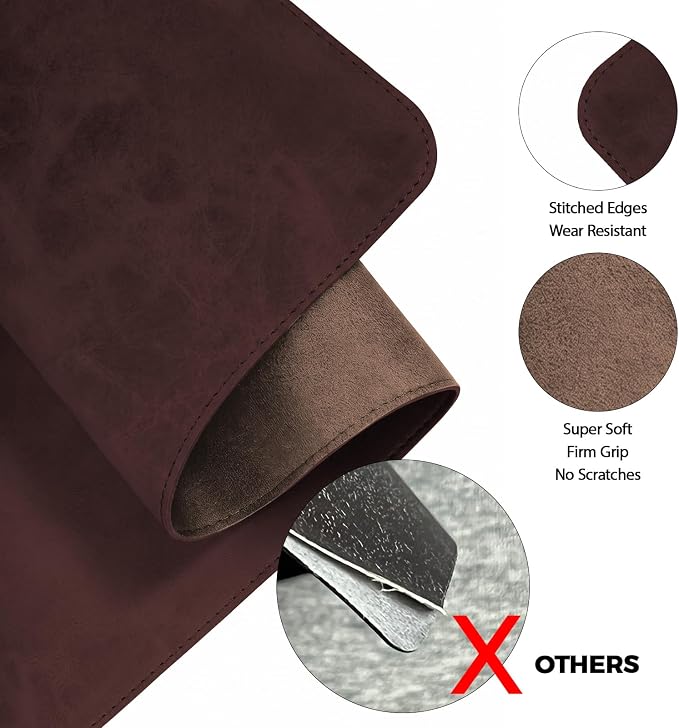 CHEERYGOO Leather Desk Pad Protector, Mouse Pad, Office Desk Mat, Non-Slip PU Leather Desk Blotter, Laptop Desk Pad, Waterproof Desk Writing Pad for Office and Home 31.5"x 15.7" L Reddish Brown