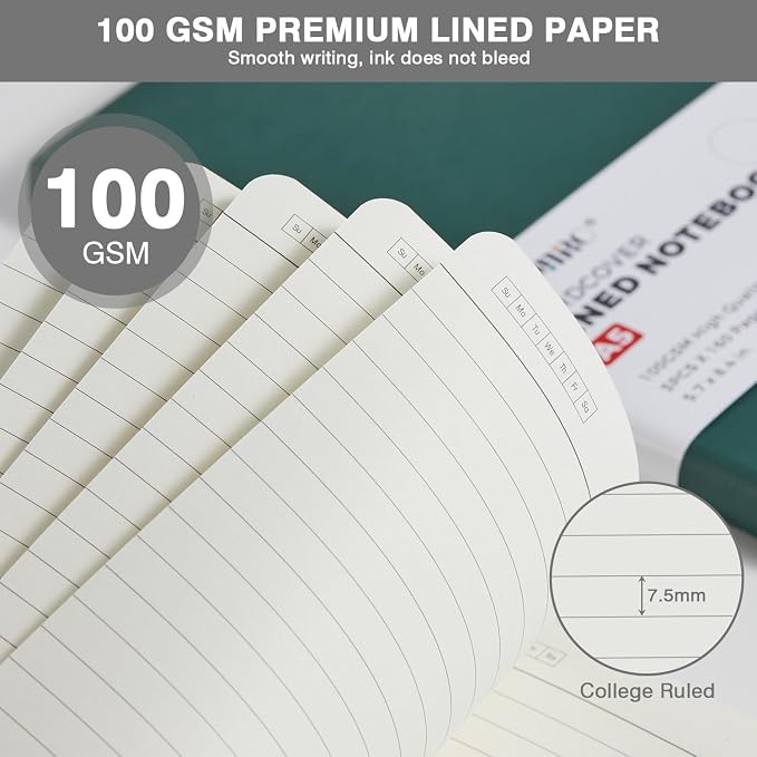 Hardcover Journal Notebook for Work, A5 (5.7"x8.4"), 3 Pack 160 Pages Lined Journaling Notebooks with Pen, 100GSM Paper, for Women Men Writing, Travel, Business, Daily Diary, School Office Supplies