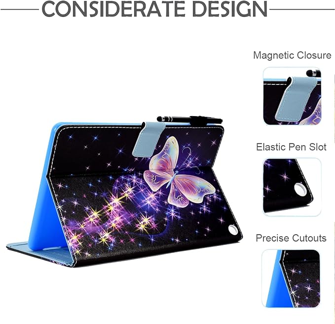 DTangLsm for Amazon Kindle Fire HD 10 Case & Fire HD 10 Plus Case,Butterfly | (13th/11th Generation 2023/2021 Release) 10.1" Slim Folding Stand Folio Cover for Fire HD 10 11th/13th Case, Auto Wake/Sleep