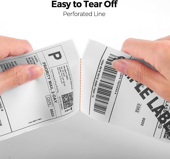 MMUNBYN 3x5 Thermal Labels, 500 Sheets/1 Stcak, White | Strong Adhesive & Perforated, Non BPA&BPS for Small Business, Shipping, Barcode, Price Tag