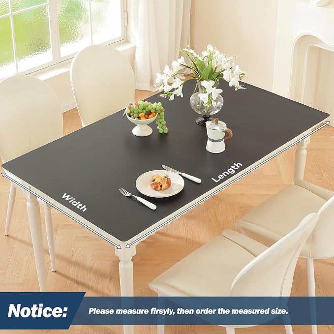 OstepDecor Black Table Cover Protector 36 x 63 Inch, 1.5mm Thick Plastic Table Cover, Dining Table Protector Pad, Waterproof & Easy Cleaning PVC Desk Mat for Dresser, Coffee & Kitchen Wooden Tabletop
