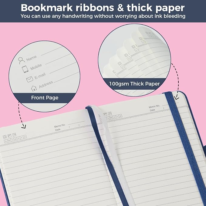 (3 Pack) Pocket Notebook Small Journal for Men Women, 3.7" x 5.7", A6 Mini Notebook with Pen, 100GSM Lined Paper, Hardcover Small Pocket Notepad for Work Writing Note Taking, School Supplies