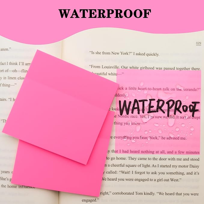 YOUDEFUL 800Pcs Transparent Sticky Notes, Bright Rose Red Clear Sticky Notes, 3"x3" Waterproof Translucent Sticky Note Pads, Index Tabs, Clear Post it Notes for Bible Study, See Through Sticky Notes