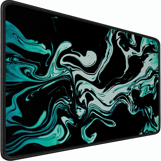 Large Mouse Pad, 31.5x15.7 inch Large Extended Computer Keyboard Mouse Mat, Water Resist Non-Slip Mousepad Rubber Base Long XXL Desk Mouse Pad for Gaming, Office & Home, Marble Cyan