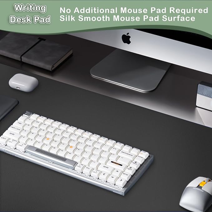 Boutilon Leather Desk Pad Protector,Laptop Desk Pad,Office Mouse Mat,Waterproof Leather Desk Blotter,Desk Writing Pad for Office and Home (M-Black,30"x14")