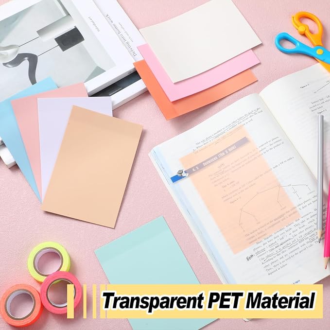 Yinder 4 x 6 Inch Transparent Sticky Notes Translucent Sticky Notes 240 Sheets Waterproof Clear Self Memo Pad See Through Back to School Bible Journaling Accessories Office School Supply(Aesthetic)