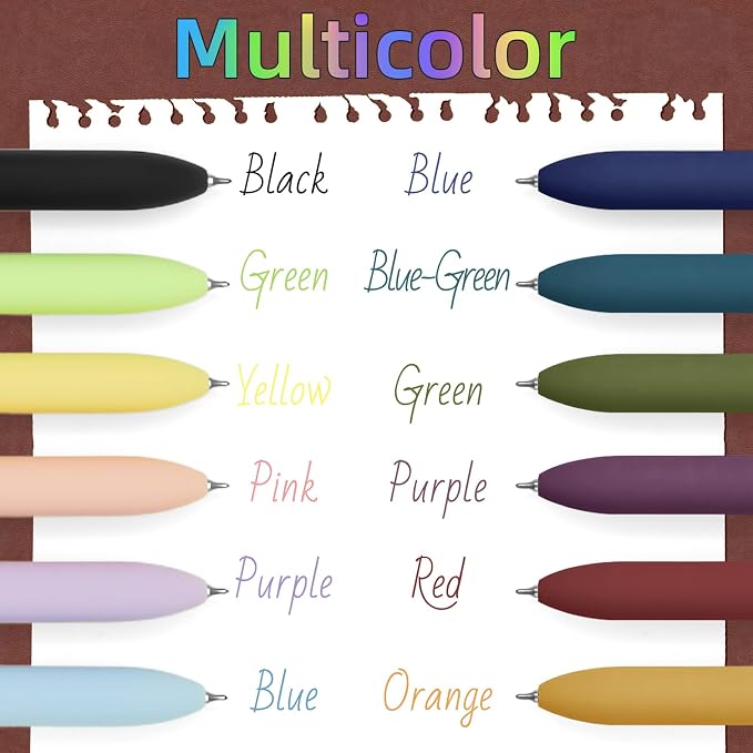 UIXJODO Colored Pens, 12 Pcs Colorful Pens Fine Point Smooth Writing Pen, 0.5mm Colored Ink Gel Pen for Journaling Note Taking, School Supplies Gifts for Women (12 Pcs Gold Vibrant and Vintage)