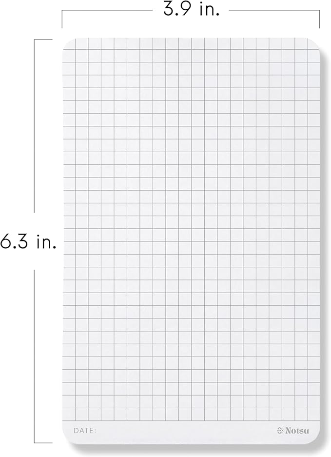 Notsu Graph Grid Small Desk Notepad 2 Pack | Minimalist Graphing Memo Note Pads | Premium Thick 120gsm Paper, 50 Double Sided Pad Sheets, 3.9" x 6.3"