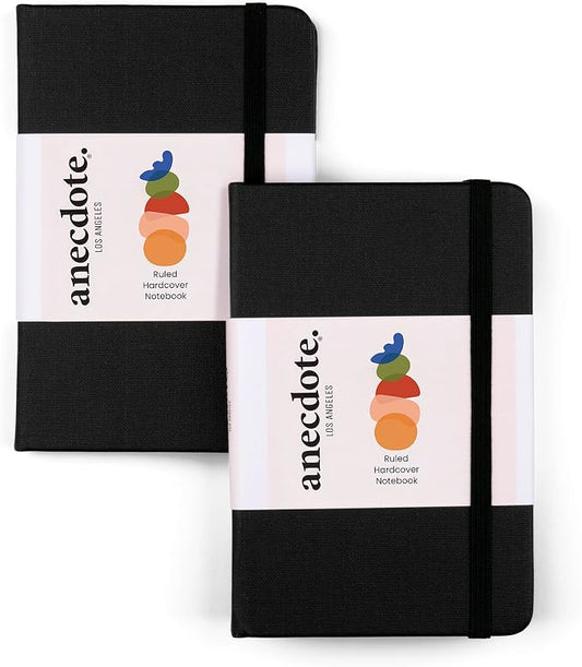 ANECDOTE. Small Journal Notebook for Men & Women, 192 Pages | Thick 80 GSM Lined Paper| Hardcover (5.5"x3.5" Pocket Size) | Daily Journaling Diary for Work, Travel, School & Office Use (Black)