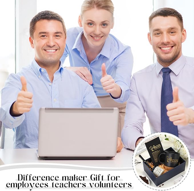 Vesici 4 Pcs Difference Maker Gift Set Mug Notebook Candle Pen,Black,Word