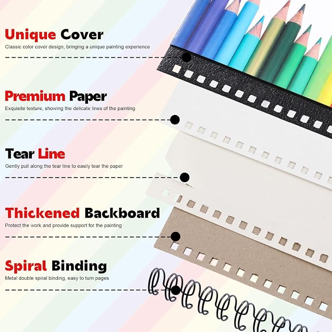 9" x 12" Sketch Book, 2-Pack 50 Sheets Top-Spiral Bound Sketchbook Drawing Pad, 100gsm Perforated Pages Art Supplies for Beginner Artists Students Drawing Painting Sketching