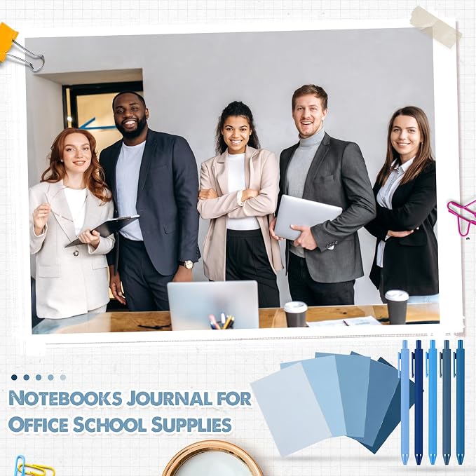 Eaasty 20 Set Mini Notebooks with Ballpoint Pens Bulk Back to School Gift Small Pocket Notepads Gradual Color Composition Journals and Pens for School Supplies Writing Notebooks (Blue Series Colors)