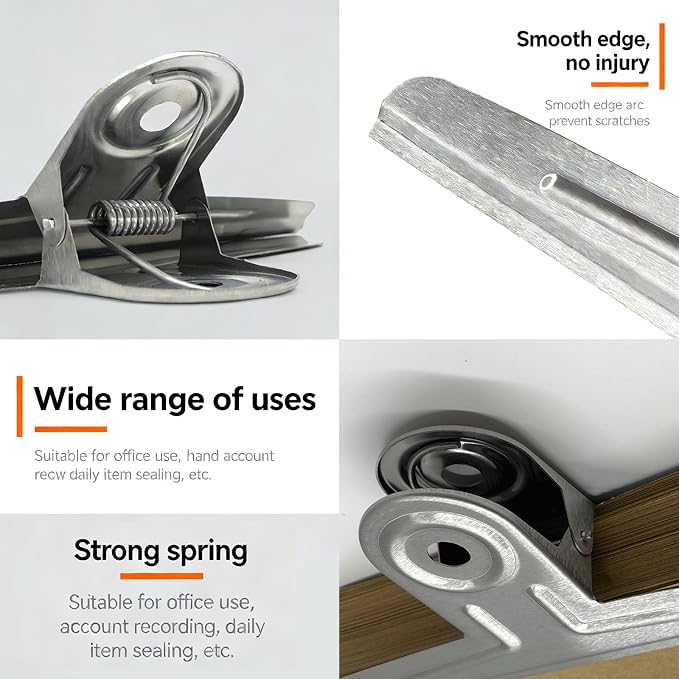 Extra Large Bulldog Paper Clips, Silver, 11 4/5 Inch, 2 Pcs, 30 cm, Jumbo Metal Paper Clamps, Heavy Duty Binder Clips for School File, Office Supplies