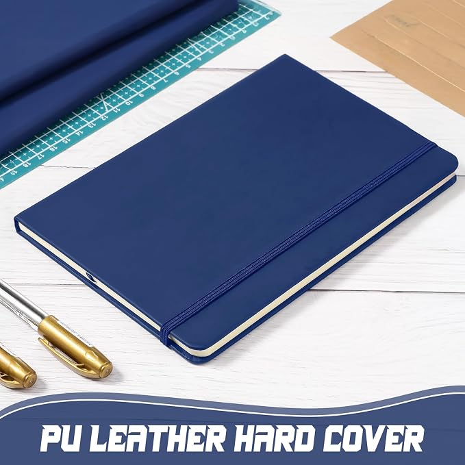 Honoson 20 Pack A5 Lined Journal Notebooks Hardcover Executive Notebook 5.5" x 8.3" PU Leather Wide Ruled Journals Bulk 160 Pages for Back to School Supplies Office Business Home (Navy)